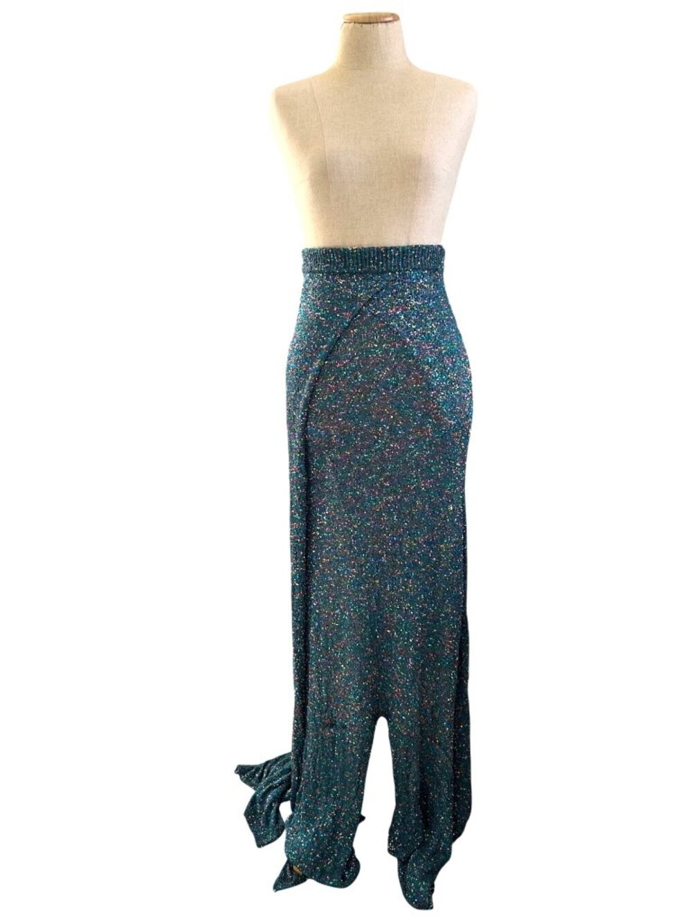 Loewe Women's Sz M Knotted-Hem sequined knitted midi skirt Glittery Maxi - Picture 3 of 16
